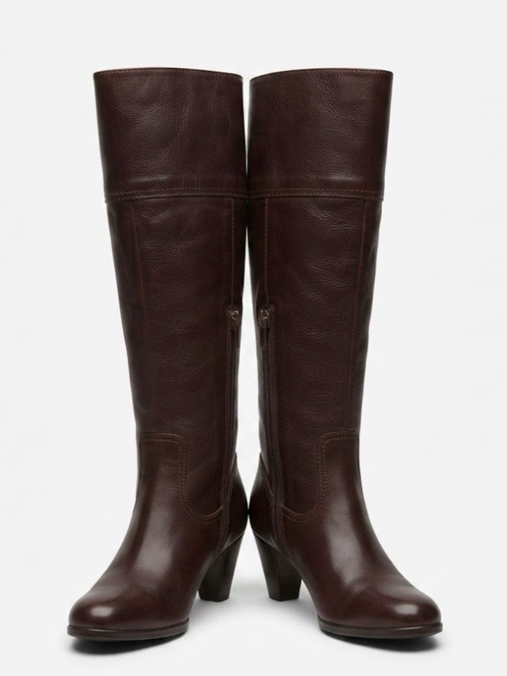 Eddie Bauer Made in Italy Heeled Leather Boots SZ7 Wide Calf